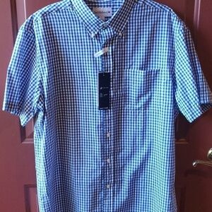 Saddlebred NWT easy care SS blue check button down shirt large classic fit